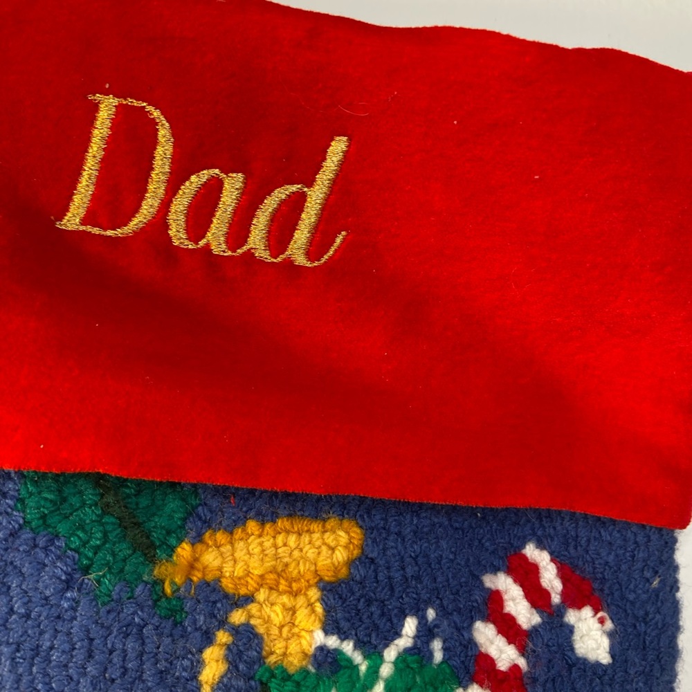 Chenille and Red Velvet Christmas Stocking for Dad - Picture 2 of 8